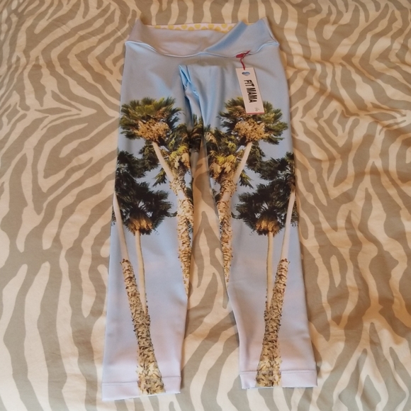 NWT Fit Mama "Miami" Palm Tree Leggings Small - Picture 2 of 8